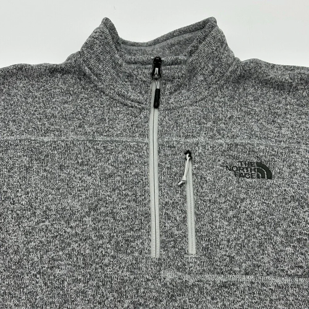 The North Face Gordon Lyons Mens Size Large Gray Fleece 1/4 Zip Pullover Sweater